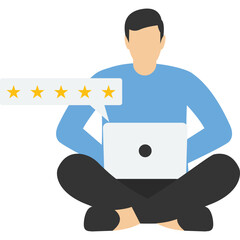 best performance estimate, a score of five points. people leave feedback and comments, successful work is the highest score. Vector illustration on a white background.