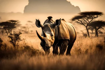 Foto op Canvas rhino at field © Areeba ARTS