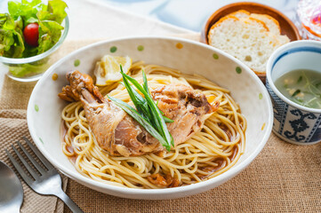 鶏肉の和風パスタ　