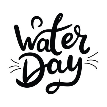 World Water Day text banner inscription. Handwriting holiday World Water Day. Hand drawn vector art