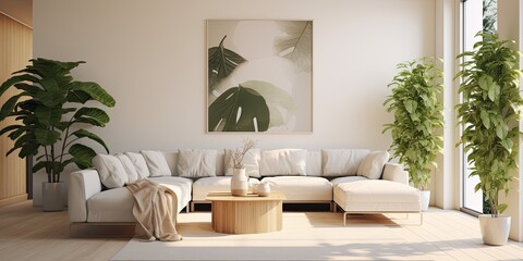 Contemporary flat with plants and artwork