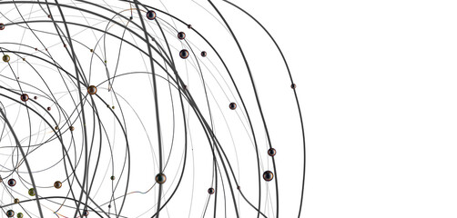 Multi color connected lines and dots network 3d illustration