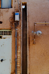 Historic city of Yazd with famous wind towers -Old step with traditional clay arches in the city of Yazd, Iran