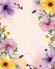 Nature's Palette: Soft Floral Watercolor on a Pastel Backdrop - spring background
