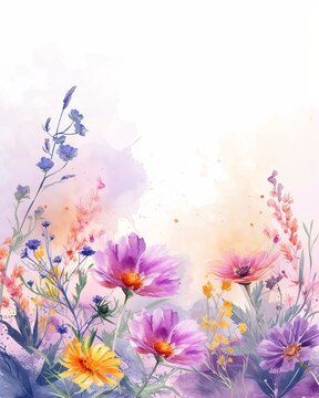 Fototapeta Spring Watercolor Fantasy: Blooms and Whimsy - spring background