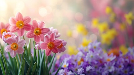 Glowing Springtime Narcissus Garden - spring background