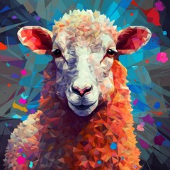 Colorful Geometric Sheep Illustration
