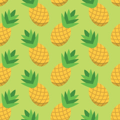 Simple Pineapple Pattern - Pineapples on Pastel Green Background. Seamless link.