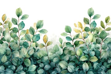 Watercolor seamless border - illustration with green gold leaves and branches, for wedding stationary, greetings, wallpapers, fashion, backgrounds, textures, DIY, wrappers, cards