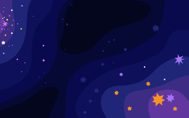 Vector space background . Cute flat style template with Stars in Outer space