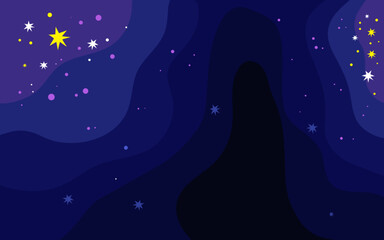 Vector space background . Cute flat style template with Stars in Outer space