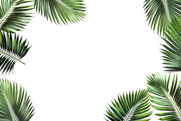Frame Made of Vibrant Green Leaves on Transparent Background