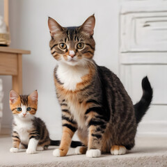 Obraz premium A Cat and Kitten 