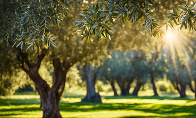 Olive branch with ripe olives in sunlight