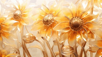 3D Vibrant glass flowers