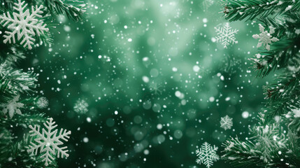 Fototapeta na wymiar Winter Wonderland: Festive Green Backdrop