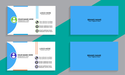 Fototapeta premium Double sited modern presentation card with company logo, vector business card template, visiting card for business and personal use, vector illustration design,
