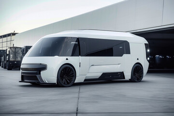 Futuristic White Electric Van with Family-friendly Design