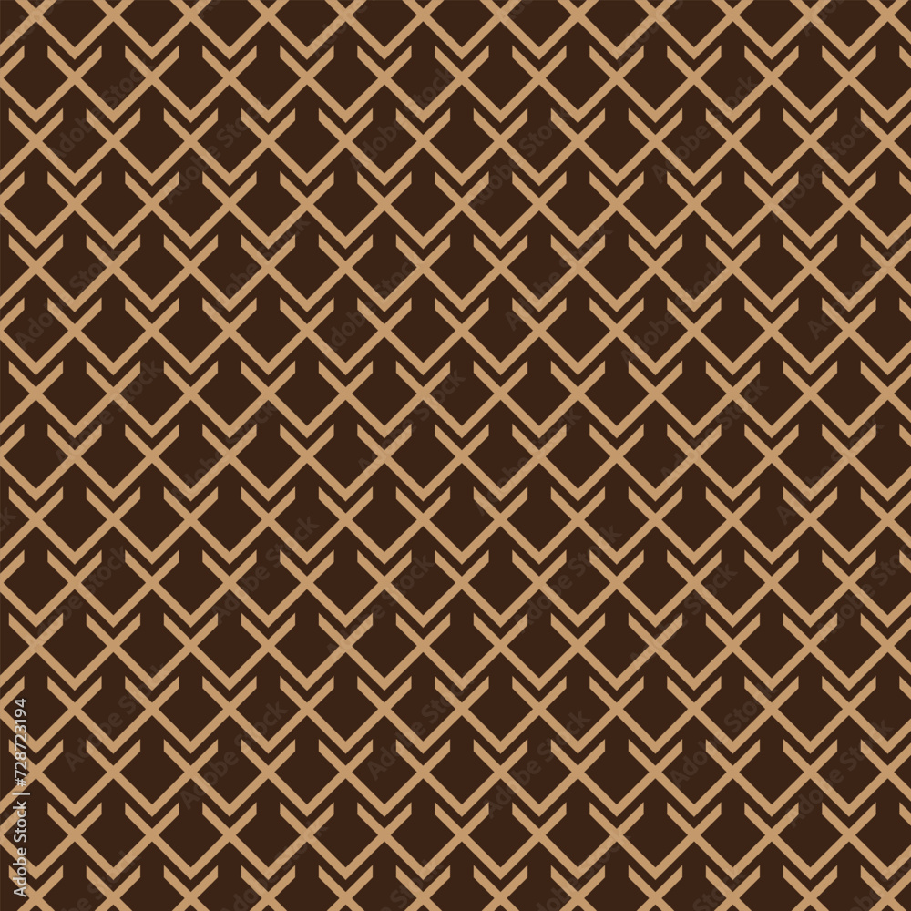 Poster abstract seamless repeatable brown line pattern on dark brown.
