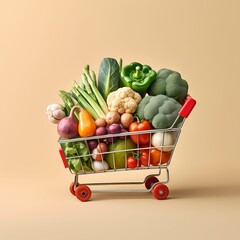 Shopping Cart Full of Fresh Vegetables