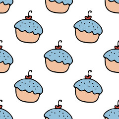 Vector illustration of a seamless Easter cupcake