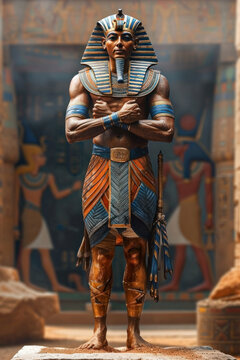Statue of the Pharaoh of Egypt in Ancient Times Generative AI Illustration