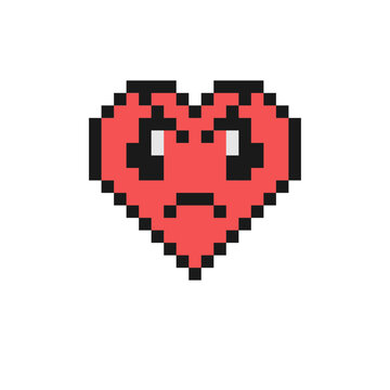 recommend clip art: Angry face frowning mouth, eyebrows illustration. Pixel style emoji