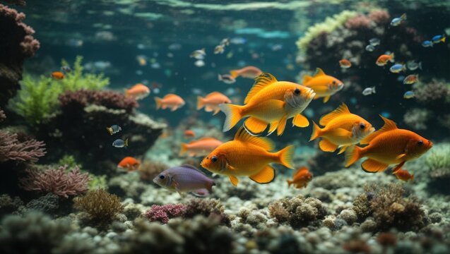 Lively goldfish swimming 