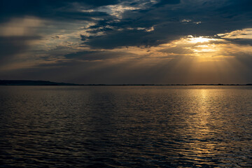 Obraz premium The Great Russian Volga River and its banks.