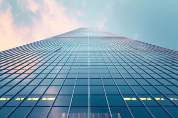 Foto op Canvas Towering skyscraper façade, a striking architectural scene capturing the facade of a modern skyscraper. © Hunman