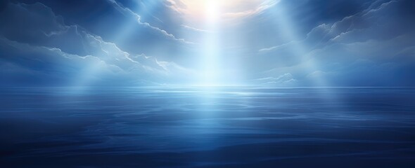 Obraz premium A vibrant light breaks through the clouds, illuminating the water below in a captivating display.