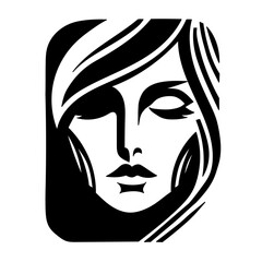 Vector illustration of a woman's face on separate white background