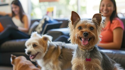cheerful office environment filled with pets on Take Your Pets to Work Day
