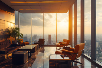  Elegant business lounge in a high-rise building, 