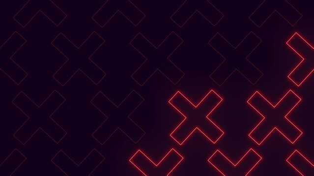 This sleek neon crosses pattern in red neon lights against a black grid background. A modern design that exudes sophistication