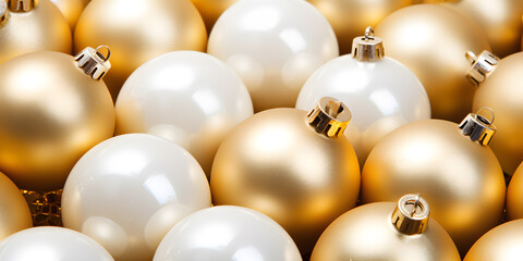 Fototapeta na wymiar Golden Glow: Christmas Balls Gathered Together