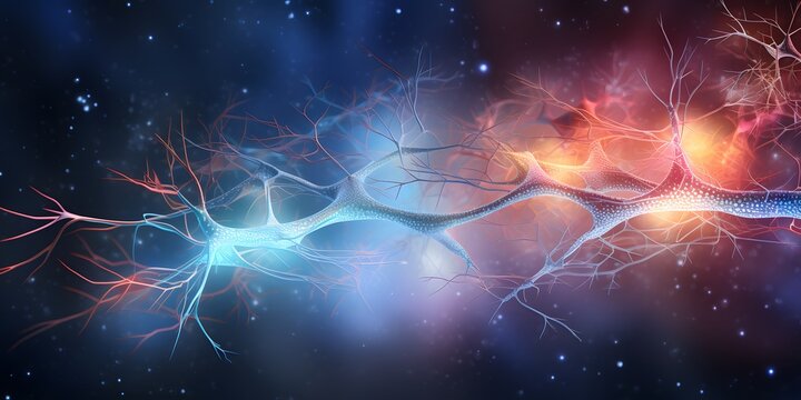 background simulating neural connections of the brain in neon tones,the concept of scientific research,the development of artificial intelligence, psychological research,innovative teaching methods