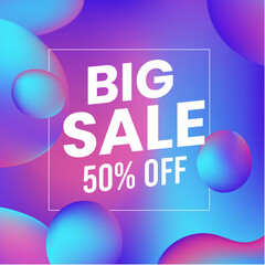 Abstract Pink background with waves, Super sale banner, Sale banner 50 % off, Colorful banner
