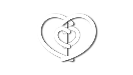 white line heart shape valentines day festival. on the blank background