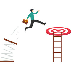 the concept of pursuing targets or Profits. Illustration of a businessman who beats other businessmen by taking advantage. Business vector illustration