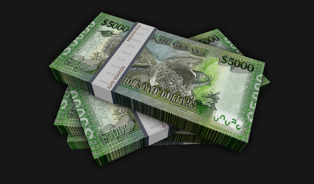 Guyana dollar money banknotes pack 3d illustration