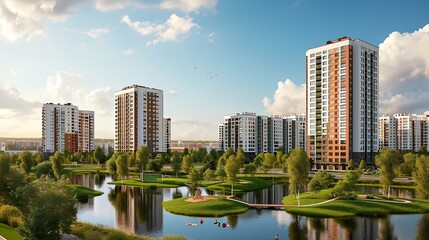 Fototapeta premium a city with a lot of tall buildings