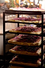 Hungarian focaccia kenyérlángos in the Christmas market 01