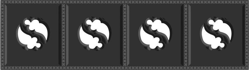 Gothic balustrade stylized drawing. Stone decorated wall illustration. Medieval ornamented railing; vector