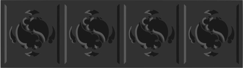 Gothic balustrade stylized drawing. Stone decorated wall illustration. Medieval ornamented railing; vector