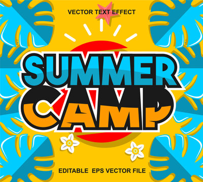 Summer camp typography poster. Vector illustration for your summer design.