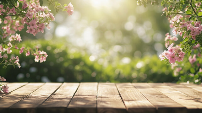 Photography style, natural background, wooden tabletop, flowers, fresh air, soft shadows