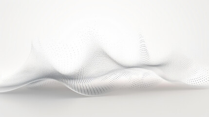 Wide image of abstract black color moving smoke wave created with dots in white background 