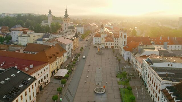 Banska Bystrica cityscape at sunrise in summer, Slovakia.