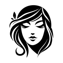 Vector illustration of  stylized woman's face on separate white background